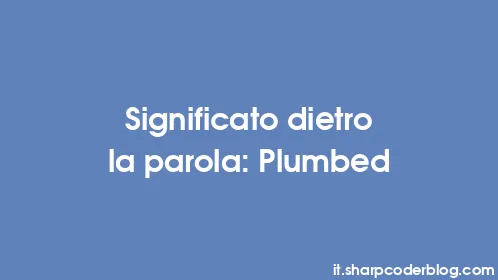 Significato dietro la parola: Plumbed - Thumbnail